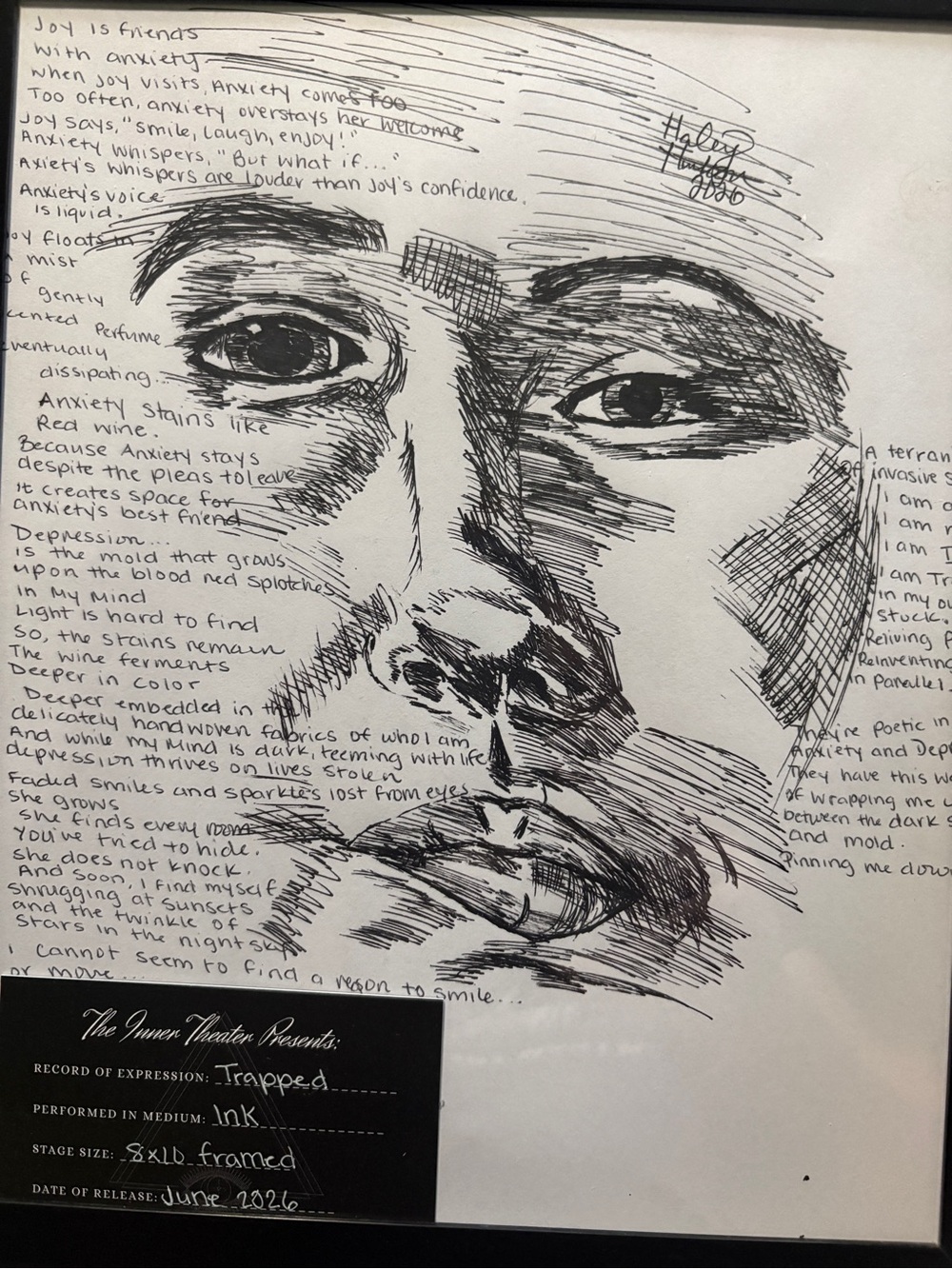Hand-Drawn Ink Portrait Art - Black and White